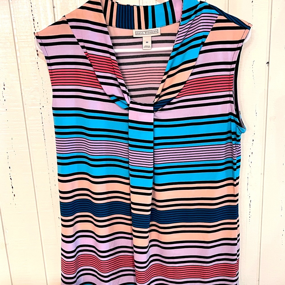Multi color striped sleeveless blouse